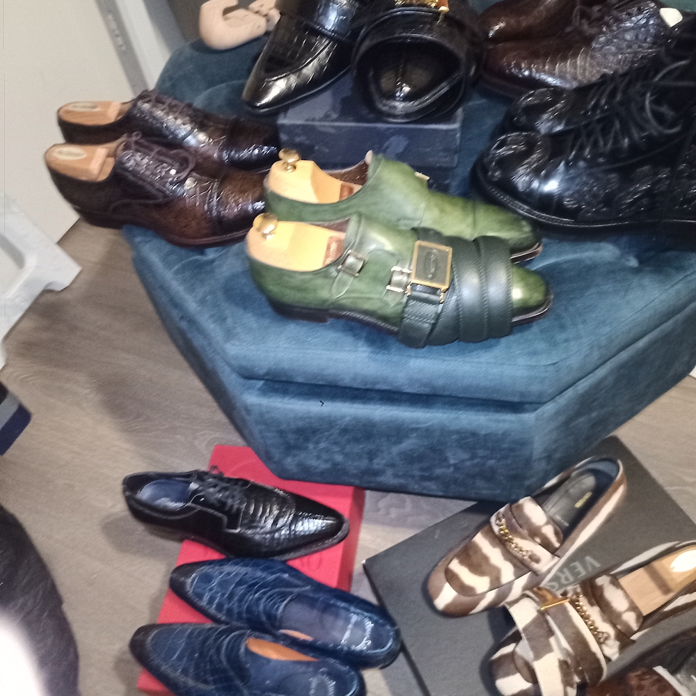 Green Leather Santoni Men's Shoes